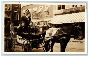 c1910's Shriner's Parade Horse Cart Boys Oliver Savannah GA RPPC Photo Postcard