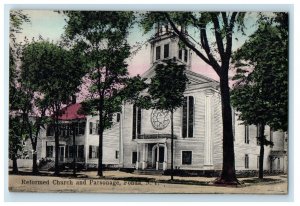 c1910's Reformed Church And Parsonage Street View Fonda New York NY Postcard