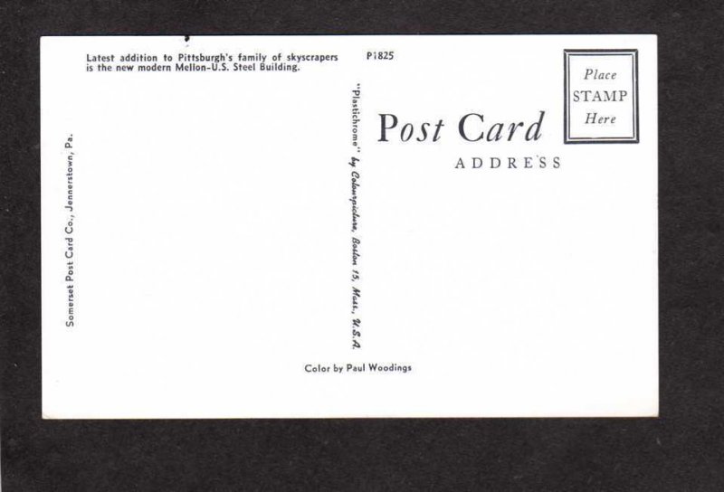 PA Mellon US Steel Building Skyscraper Pittsburgh Penn Pennsylvania Postcard