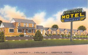 Greenville Virginia Englewood Motel Street View Antique Postcard K19543