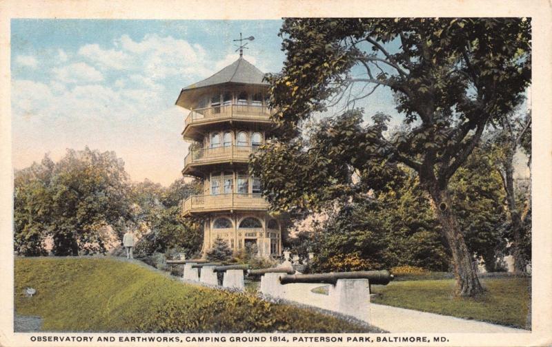 BALTIMORE MD~PATTERSON PARK-1814 CAMPING GROUND-EARTHWORKS-OTTENHEIMER POSTCARD