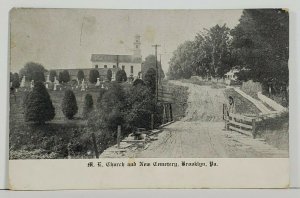 Brooklyn PA M.E. Church and New Cemetery c1907 Susquehanna County Postcard N5