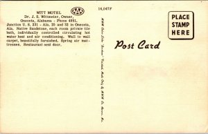 Linen Postcard Witt Motel in Oneonta, Alabama~138475 