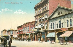 Postcard 1915 Nevada Reno Virginia Street Pacific Novelty 23-12440