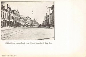 Postcard Michigan Street looking South from Colfax Ave South Bend Indiana~124429