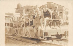 H90/ Great Salt Lake Utah RPPC Postcard c1910 Swimmers Tourists 110