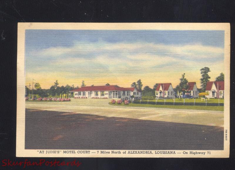 ALEXANDRIA LOUISIANA JUDIE'S MOTEL COURT VINTAGE LINEN ADVERTISING POSTCARD