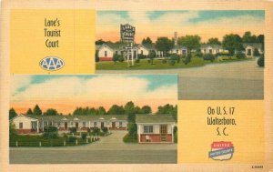 1950s South Carolina Waterboro Lane's Tourist Ct Ahrens linen Postcard 22-11577