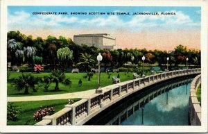 Vtg Jacksonville Florida FL Confederate Park Scottish Rite Temple 1930s Postcard