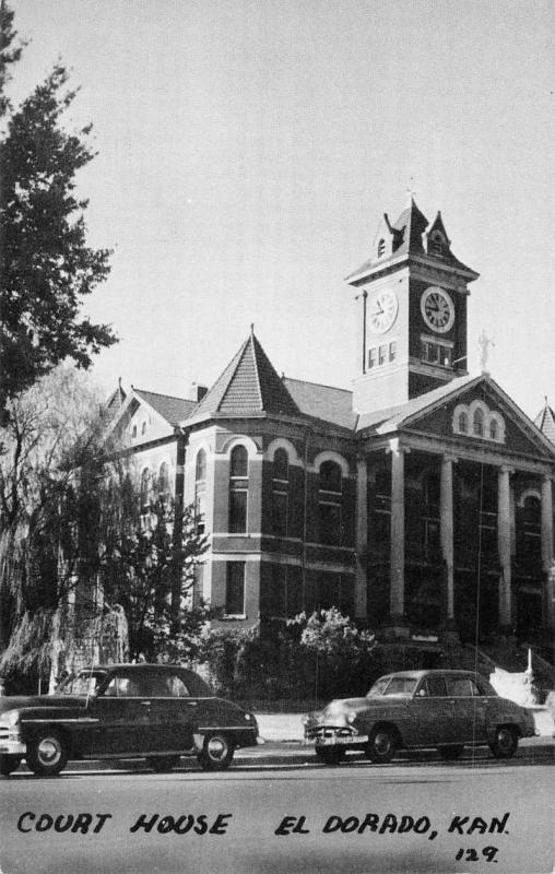 El Dorado Kansas Court House Street View Antique Postcard K55600