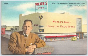 Webb's City St. Petersburg FL World's Most Unusual Drug Store Linen Postcard
