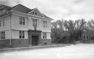 Luverne Minnesota Masonic Temple and Library Real Photo Postcard AA104140