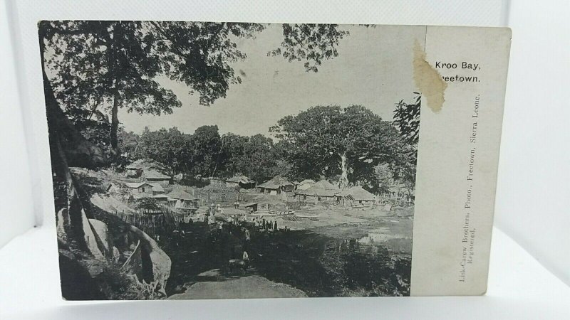 Vintage Postcard Village Scene Freetown Sierra Leone Circa 1900 