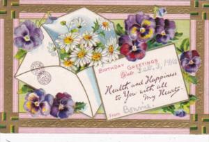 Birthday Greetings With Flowers and Swastika Border 1910
