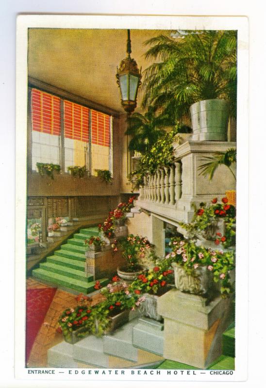 Chicago, Illinois to Mason City, Iowa 1938 used Postcard, Edgewater Beach Hotel