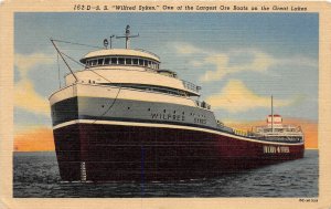 J14/ Ship Postcard S.S. Wilfred Sykes Ore Boat Great Lakes Linen 239