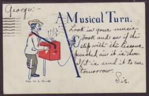 A Musical Turn,Organ Grinder,Comic Postcard 