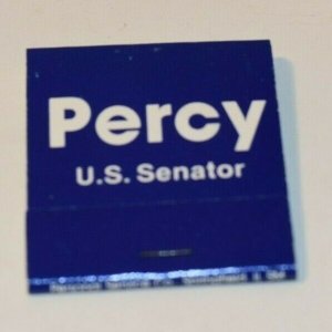 Senator Percy '84 Percy U. S. Senator Blue 20 Strike Matchbook