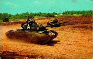 1960 Chrome Postcard Army Training Driving M481 Tank at Fort Knox Kentucky KY