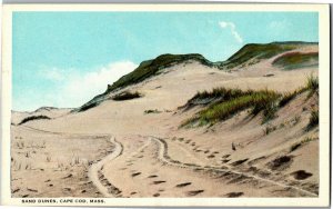 Tracks in the Sand, Sand Dunes, Cape Cod MA Vintage Postcard D02