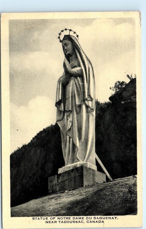 *Statue of Notre Dame De Saguenay Tadoussac Quebec Canada Vintage Postcard B97