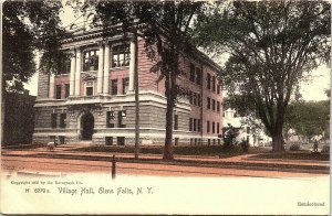 Postcard NY Glen Falls Village Hall, Publ. The Rotograph - HANDCOLORED - 1905 A6