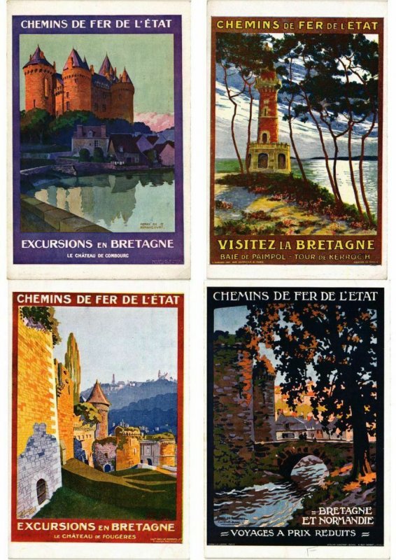 ADVERTISING TRAINS, CHEMIN DE FER POSTER STYLE 40 CPA (L2740)