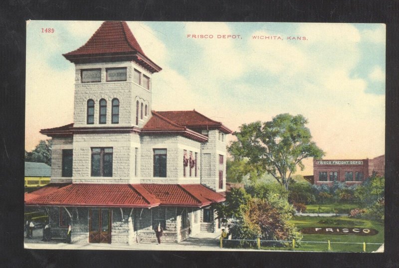 WICHITA KANSAS FRISCO RAILROAD DEPOT TRAIN STATION VINTAGE POSTCARD