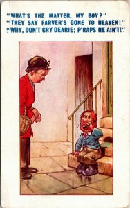 Postcard Humour Bamforth Comic Father Gone to Heaven P'raps He Ain't! C.1910 K3