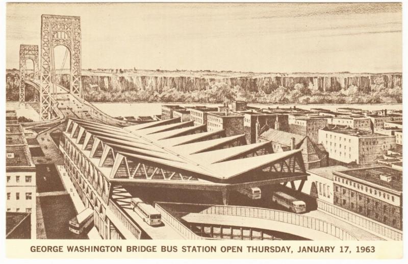 George Washington Bridge Bus Station Opening 1963 NYC Postcard