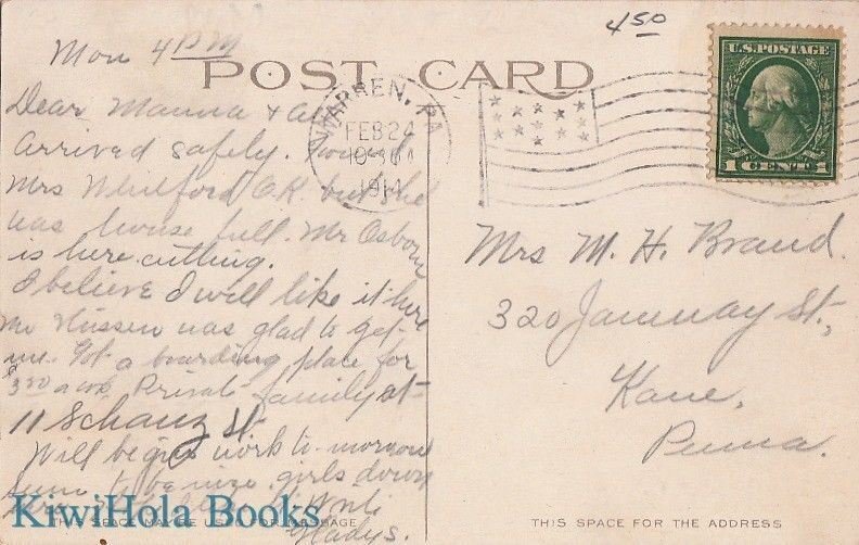 Postcard New Thompson House Kane PA 1914