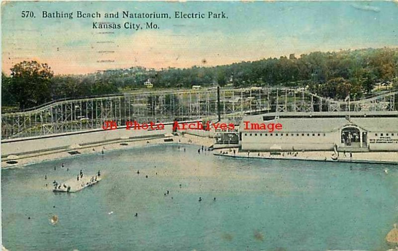 MO, Kansas City, Missouri, Electric Park, Roller Coaster, Elite Postcard No 570