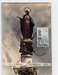 Postcard Anno Mariano 1954 Immacolata di Piazza di Spagna Rome Italy