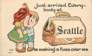 Postcard Washington Seattle Civic Booster Witt Luggage Romance 23-5534