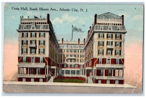 1914 Craig Hall South Illinois Ave Atlantic City NJ Antique Posted Postcard 