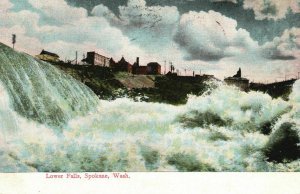 Vintage Postcard 1908 View of Lower Falls, Spokane Washington WA