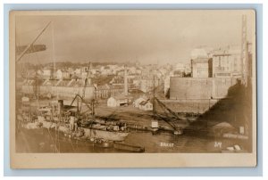 c1920's  Brest France, USS Pittsburgh Ship Boats RPPC Photo Vintage Postcard 