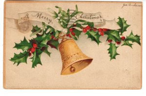 Clapsaddle, Single Bell, Merry Christmas, Used 1907, Toronto, Ontario