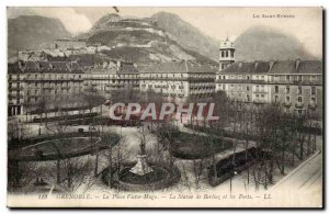 Old Postcard Grenoble Place Victor Hugo's statue of Berlioz and strong