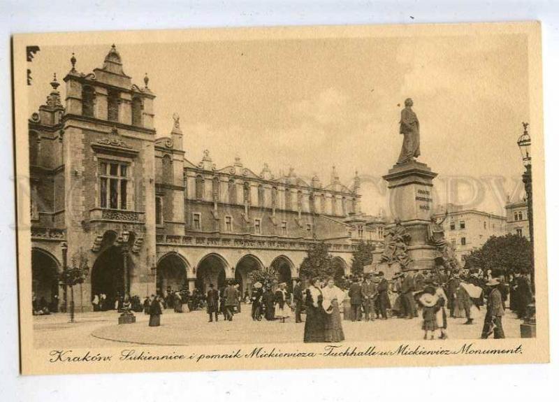 206548 POLAND KRAKOW Mickewicz monument Vintage postcard