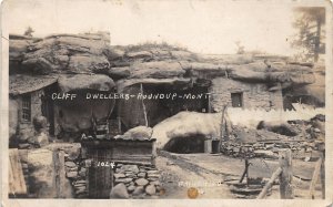 J55/ Roundup Montana RPPC Postcard c1920s Cliff Dwellers Home 332