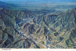 VINTAGE POSTCARD CONTINENTAL SIZE AERIAL VIEW OF TELEGRAPH PASS YUMA ARIZONA