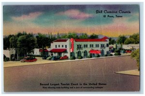 El Paso Texas Postcard Del Camino Courts Exterior Building c1940 Vintage Antique