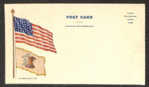 DAUGHTERS OF THE AMERICAN REVOLUTION ILLINOIS STATE FLAG PATRIOTIC POSTCARD 1900