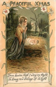 Postcard Religious Christmas Xmas Baby Jesus & Mary In A Field With Lilies