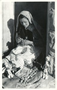 GALLUP NM PUEBLO INDIAN GIRL ANTIQUE REAL PHOTO POSTCARD RPPC