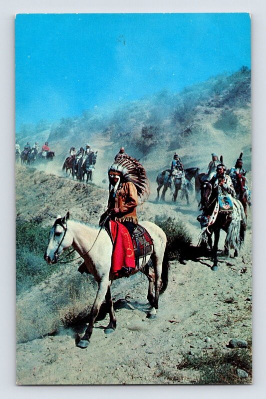 Postcard Native American Indian Horse Trail 1960s Unposted Chrome