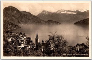 Weggis Am Vierwaldstattersee Switzerland Lake Lucerne Real Photo RPPC Postcard