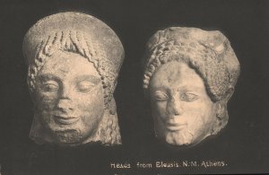 Vintage Postcard 1910's Heads from Eleusis NM Athens Greece RPPC