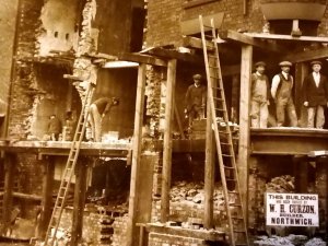 Real Photo Postcard RPPC Post WWII Era Raising Shops At Northwich Great Britain